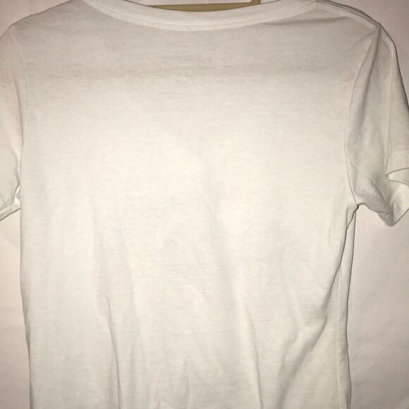 Flogrown Women's White V-Neck Short Sleeve Cotton Blend T-Shirt Size Large - Picture 3 of 3